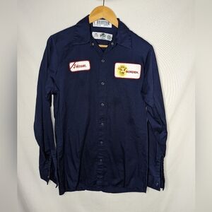 Borden Long Sleeve Shirt Sz Small Snap Closure Red‎ Cap Milk Man Johnson Unisex